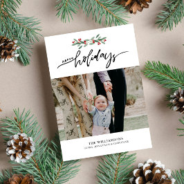 Festive Berries Hand Lettered Glad helg Photo Julkort