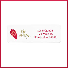 Festive Berry Färg Ornamet BE Merry Returadress Etikett