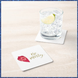 Festive Berry Färg Ornamet BE Merry Underlägg Papper Kvadrat