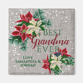Festive Best Grandma All Blommigt Poinsettia Magnet