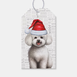 Festive Bichon Frise Hund jul-Helgdag Presentetikett