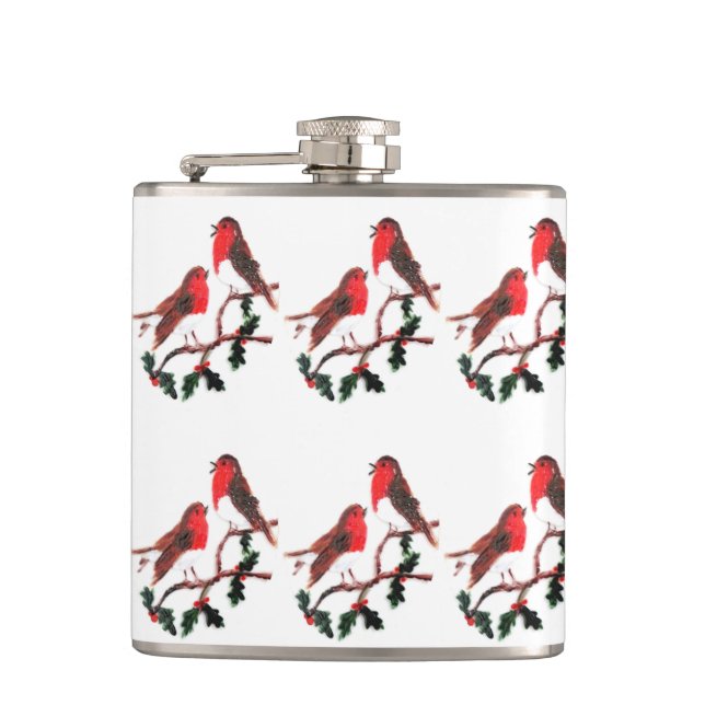 Festive Bird Art Holly Robins Fickplunta (Framsidan)