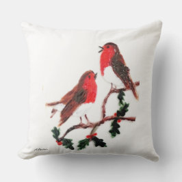 Festive Birds Holly Robins Kudde