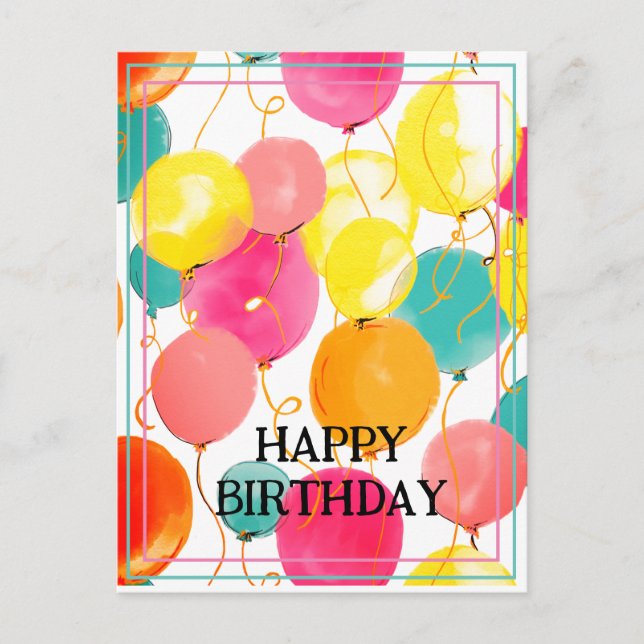 Festive Birthday Ballocards vycard Vykort (Framsida)