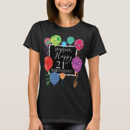 Festive Birthday Balloons Add Namn and Age T Shirt