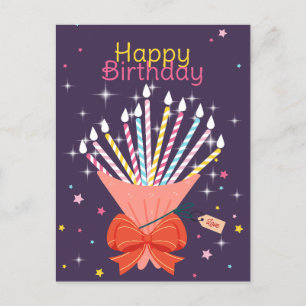 Festive Birthday Bouquet Candles Firande Helg Vykort