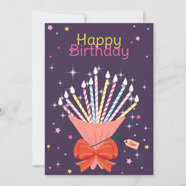 Festive Birthday Bouquet Candles Firande Julkort (Framsida)