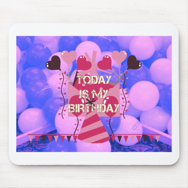 Festive Birthday Design: Idag är min födelsedag Musmatta (Framsidan)