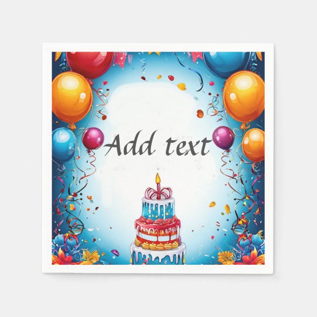 Festive Birthday-firande med ballonger Pappersservett (Framsidan)