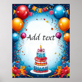 Festive Birthday-firande med ballonger Poster
