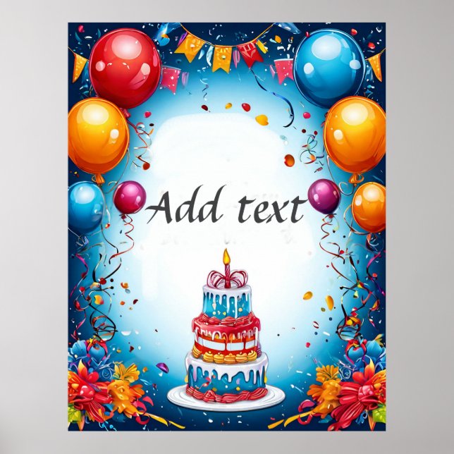 Festive Birthday-firande med ballonger Poster (Framsidan)
