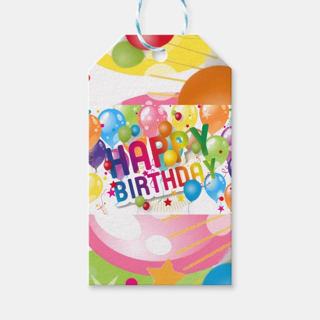 Festive Birthday Gift Tag Presentetikett ( Rainbow letters Happy Birthday Gift Tag!)