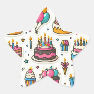 Festive Birthday Sticker Pack" Stjärnformat Klistermärke