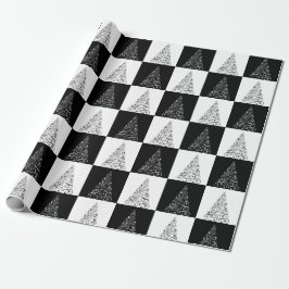 Festive Black and White Julgran Gift Presentpapper