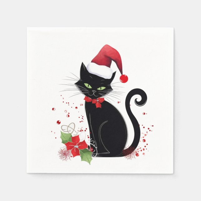 Festive Black Cat Pappersservett (Framsidan)