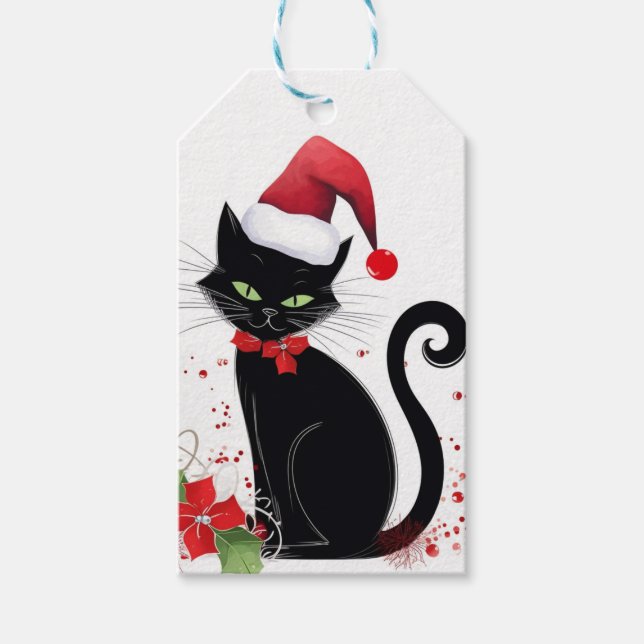 Festive Black Cat Presentetikett (Framsidan)