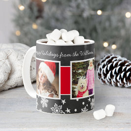 Festive Black Chalkboard jul Photo Collage Kaffemugg