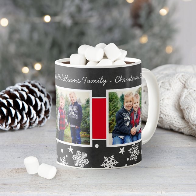 Festive Black Chalkboard jul Photo Collage Kaffemugg (Skapare uppladdad)