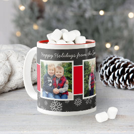 Festive Black Chalkboard jul Photo Collage Två-Tonad Mugg