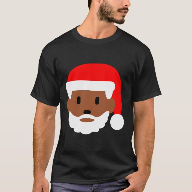 Festive Black God jul Santa Ansikte T Shirt (Framsida)