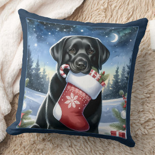 Festive Black Labrador Retriever jul-Hund Kudde