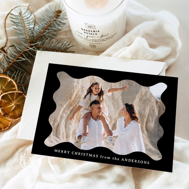 Festive Black Retro Photo Ram God jul Julkort (Skapare uppladdad)