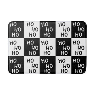 Festive Black White Ho Slogan jul Mönster Badrumsmatta