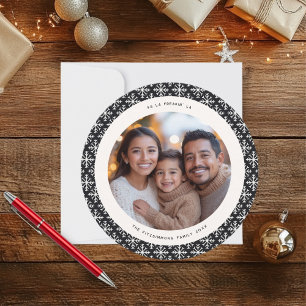 Festive Black & White Modern Photo-julkort Kort