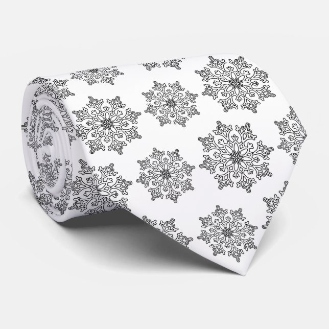 Festive Black white snowflake i sidled mönster Slips (Rullad)