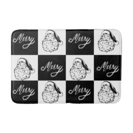 Festive Black White-Vintagen Santa Ansikte jul Badrumsmatta