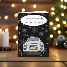 Festive Blek Aqua Figaro Car-julkort Helgkort