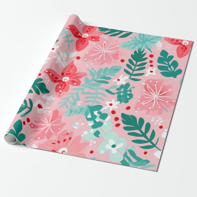 "Festive Blommigt Bliss Mönster" Presentpapper (Utrullad)