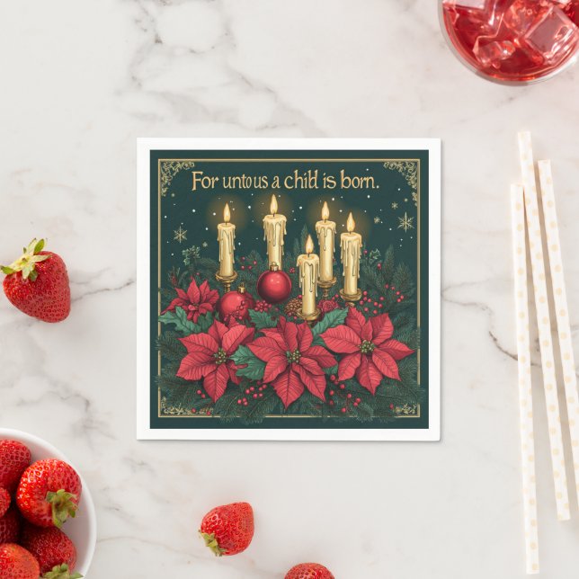 Festive Blommigt Candles Bible Verse Decoupage Pappersservett (Insitu)