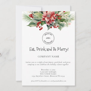 Festive Blommigt Company Logotyp jul Party Inbjudningar