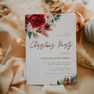 Festive Blommigt Elegance: A jul Soirée Inbjudningar
