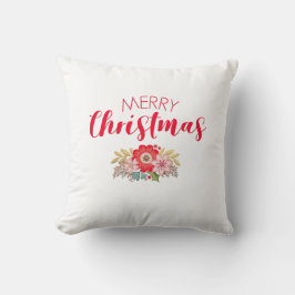Festive Blommigt God jul Dekorativ kudde