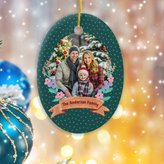 Festive Blommigt Grönt av andedräkt jul Foto Julgransprydnad Keramik (Skapare uppladdad)