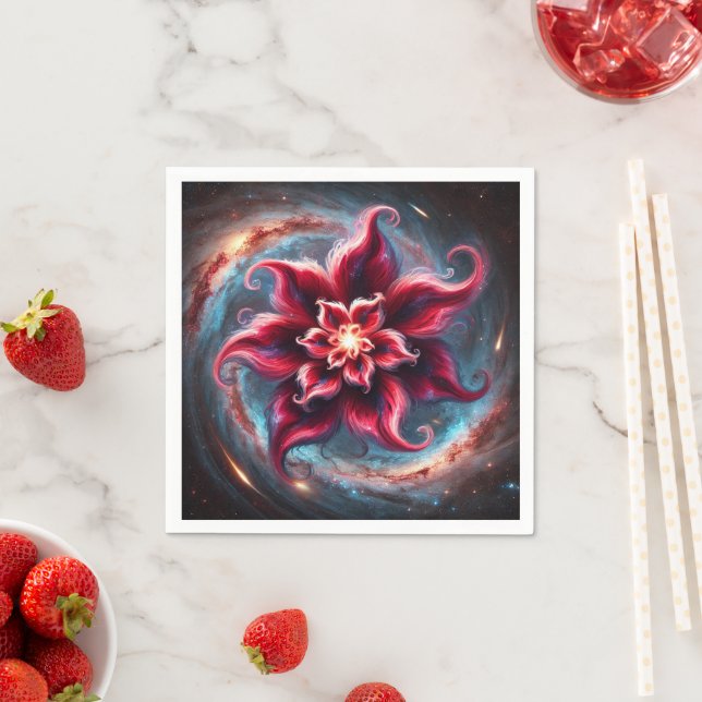 Festive Blommigt Poinsettia Galaxy Decoupage Napki Pappersservett (Insitu)