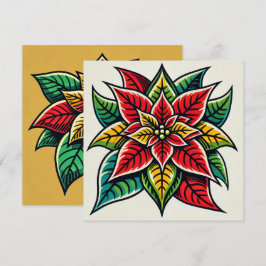 Festive Blommigt Pop Art Poinsettia Scrapbook Inbjudningar