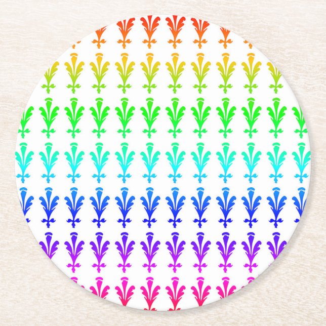 Festive Blommigt Underlägg Papper Rund (Framsidan)