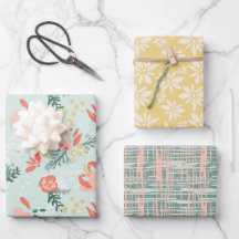 Festive Blommigt Wrapping Papper Flat Lakan set av