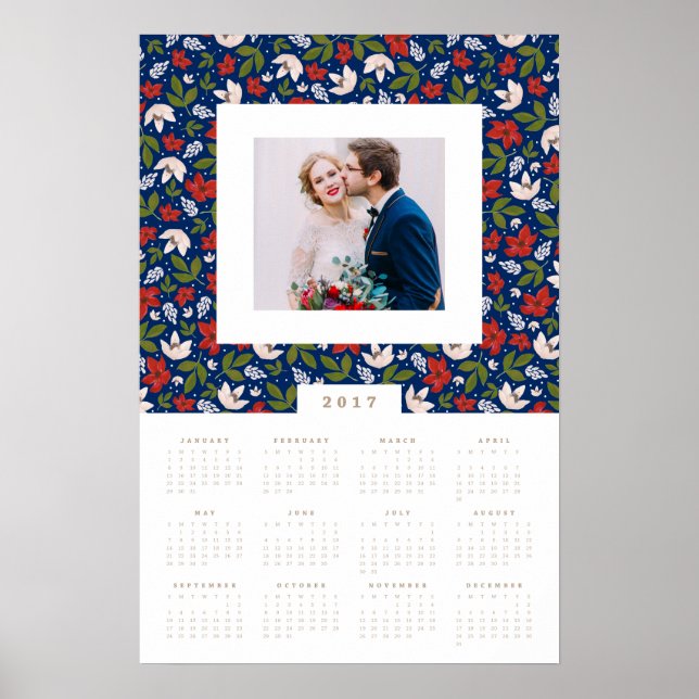 Festive-Blommigtar 16 x 24 2017 års fotokalender Poster (Framsidan)