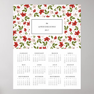 Festive Blommigts 16 x 20 2017 års kalender Poster