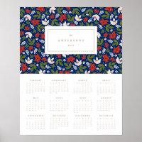 Festive Blommigts in Navy 16x20 2017 Yarly Calenda