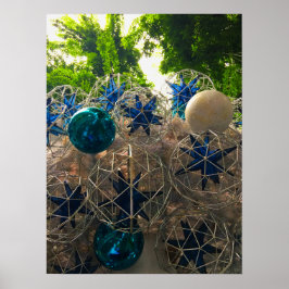 Festive Blue and Silver jul Ornaments Poster
