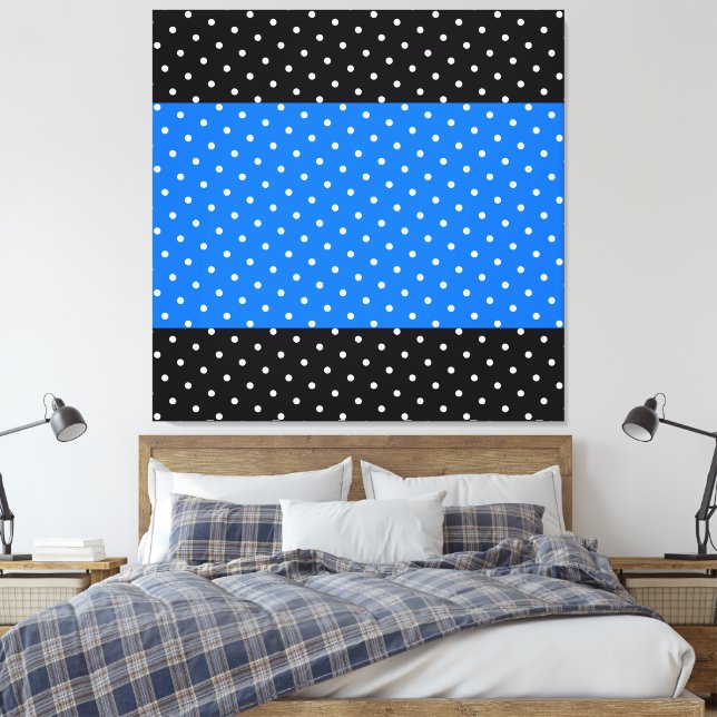 Festive Blue Black Rand över punkter Canvastryck (Insitu (sovrum))