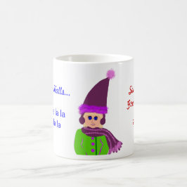 Festive Blue-eyed Girl med Plum Hat & Grönt Jackar Kaffemugg