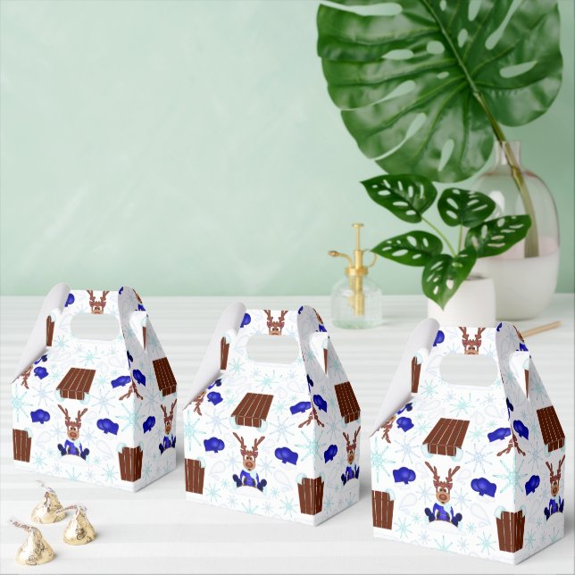 Festive Blue Kasky-julrenar Presentaskar (Multipel)