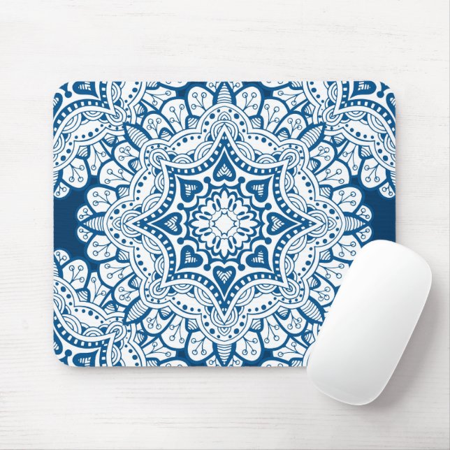 Festive Blue Mandala Musmatta (Med mus)
