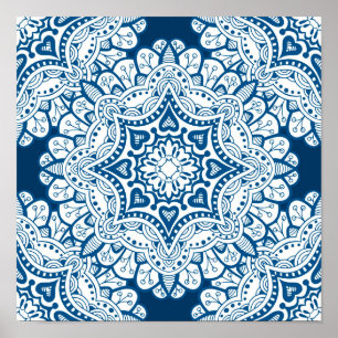 Festive Blue Mandala Poster